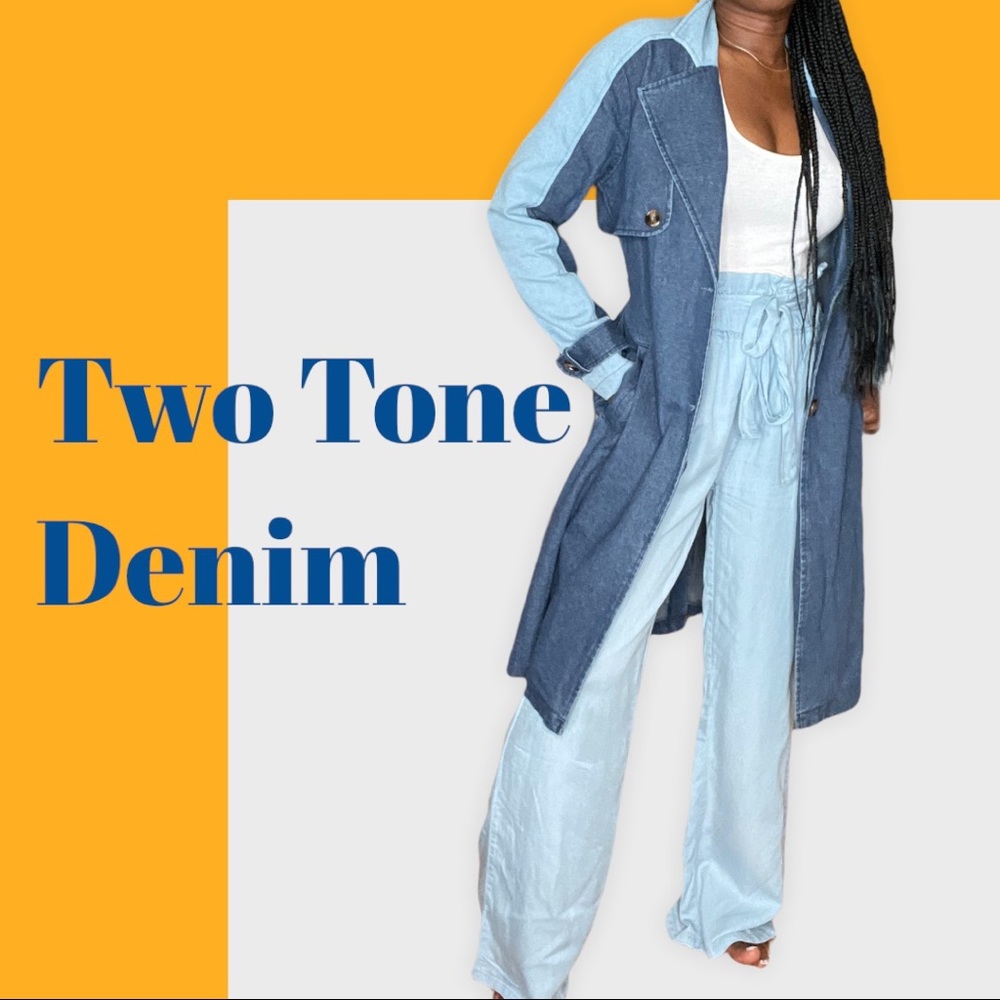 Denim trench coat jacket